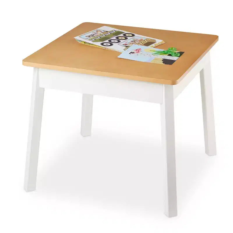 Melissa & Doug Tavolo Quadrato in Legno – Mobile per Bambini per Sala Giochi (Naturale/Bianco)