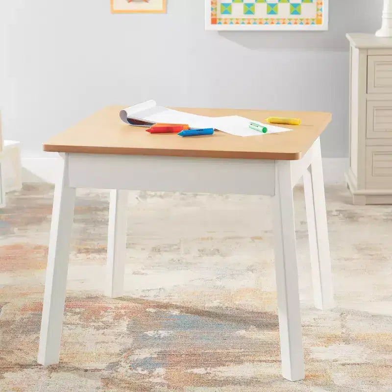 Melissa & Doug Tavolo Quadrato in Legno – Mobile per Bambini per Sala Giochi (Naturale/Bianco)
