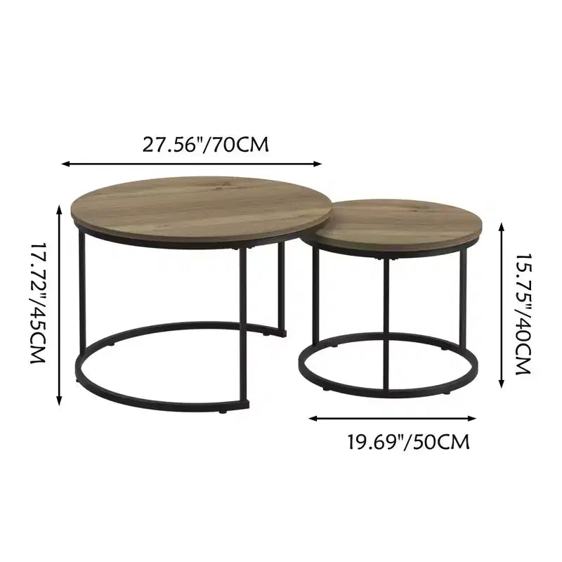 Tavolino da caffè HOMLUX, set di 2 tavolini rotondi in marmo, colore nero/bianco/marrone