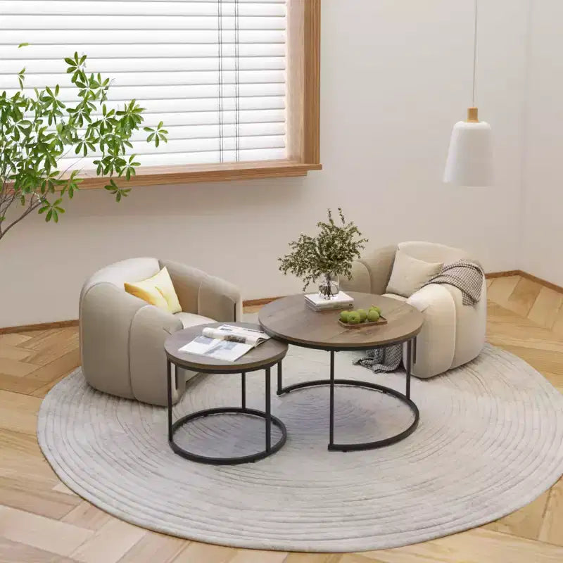 Tavolino da caffè HOMLUX, set di 2 tavolini rotondi in marmo, colore nero/bianco/marrone