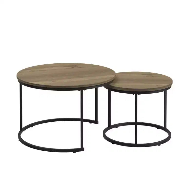 Tavolino da caffè HOMLUX, set di 2 tavolini rotondi in marmo, colore nero/bianco/marrone